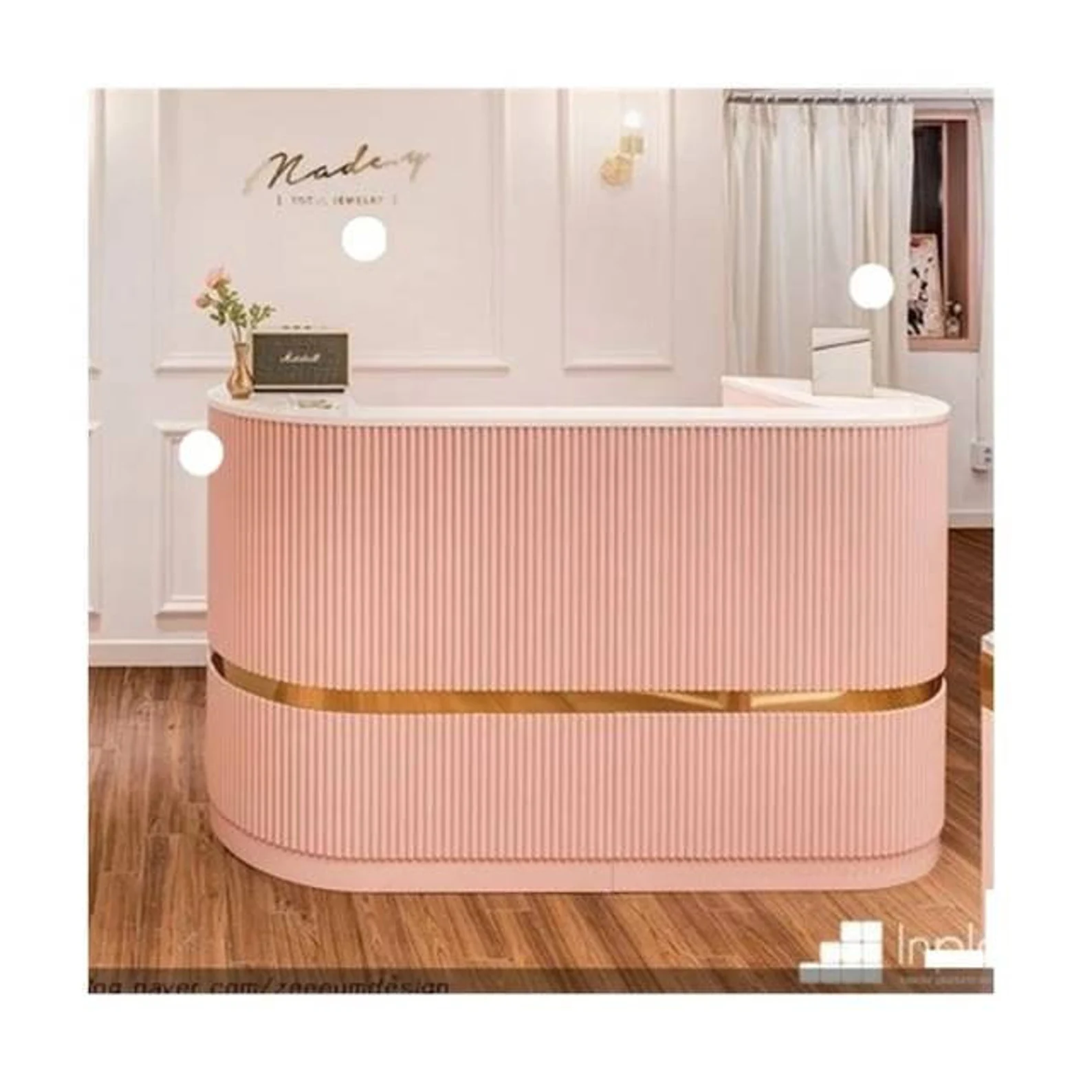 Reeded Pill Accent Reception Desk